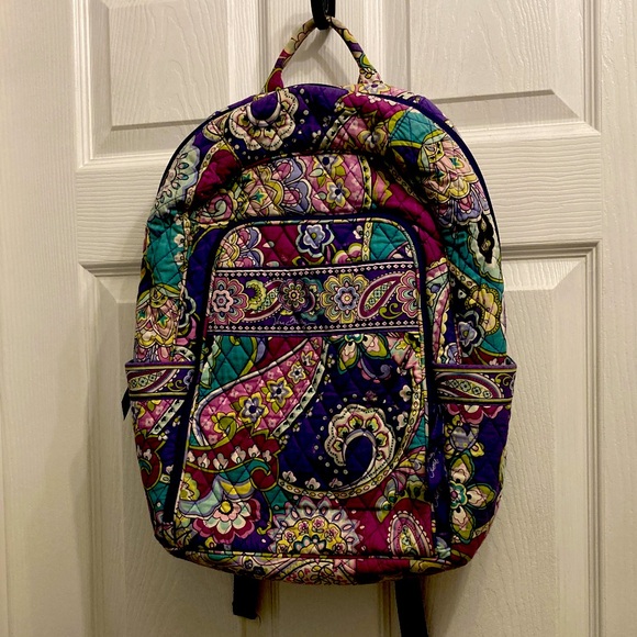 Vera Bradley Purple/ teal paisley large Bancroft backpack VGUC main image 7
